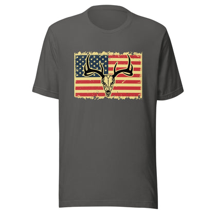 Deer skull with American flag shirt, Hunting shirt, deer hunting shirt, hunting shirt for men, gift for hunter, hunting lover gift