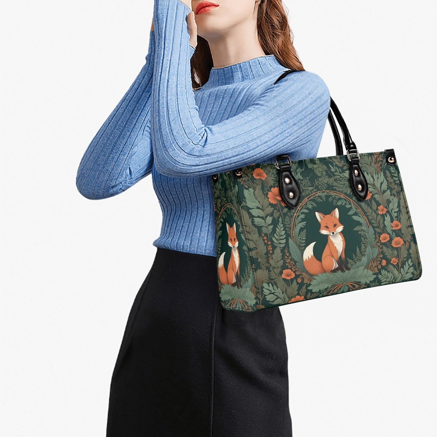 Forest Fox Crossbody Bag - Nature-Inspired Vegan Leather Designer Purse, Unique Gift for Women