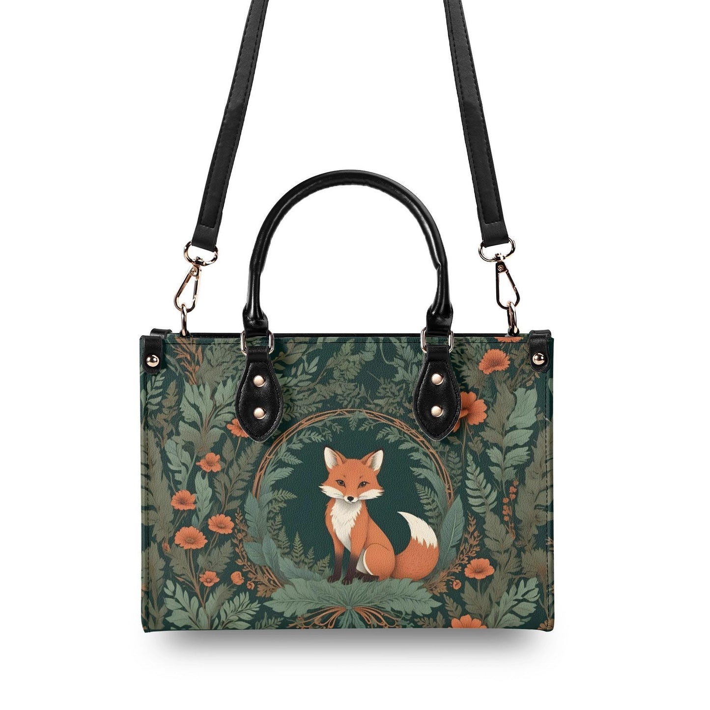 Forest Fox Crossbody Bag - Nature-Inspired Vegan Leather Designer Purse, Unique Gift for Women