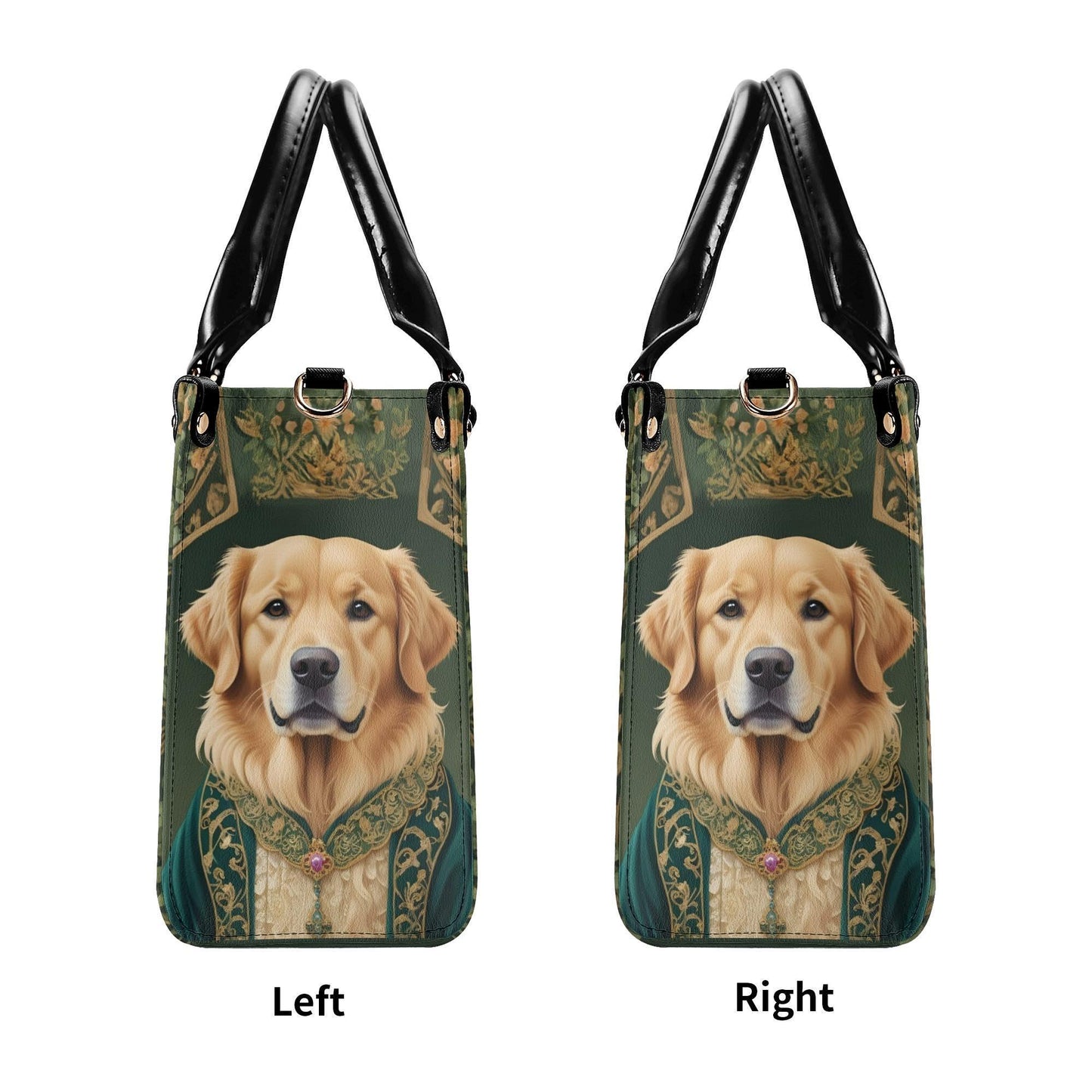 Noble Golden Retriever in Velvet Robe - Art Nouveau Regal Dog Portrait Bag Cute Crossbody Bag Unique Purse Cute Purse, Luxury Bag