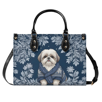 Shih Tzu Dog in Cozy Winter Sweater Bag Cute Crossbody Bag Unique Purse Cute Purse, Luxury Bag Vegan Leather Bags Printed Designer Bag