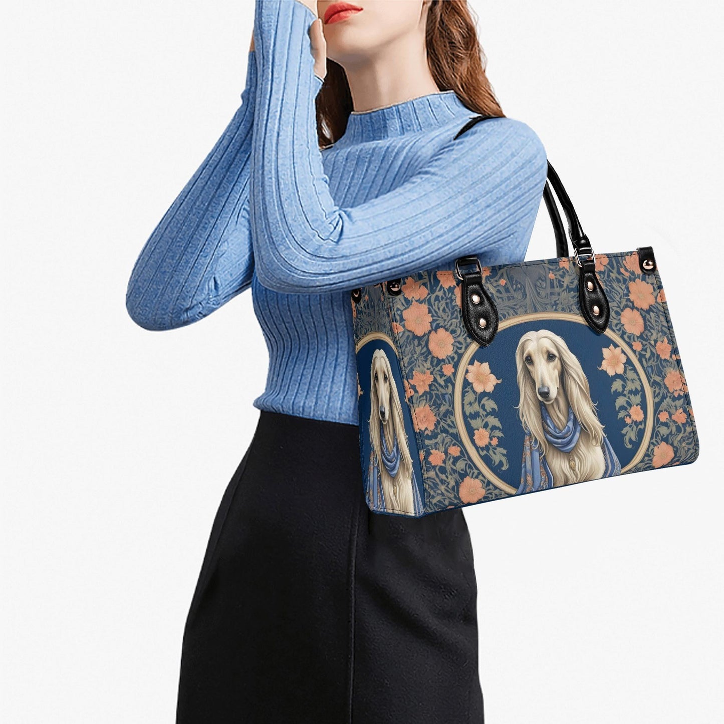 Afghan Hound in Silk Scarf Crossbody Bag - Elegant Designer Purse, Unique Dog Lover Gift