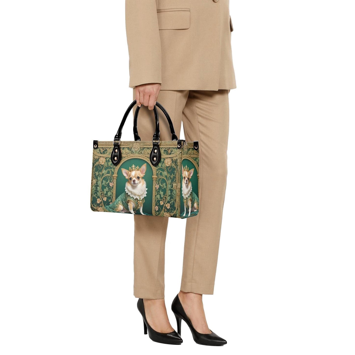 Chihuahua Art Nouveau Crossbody Bag - Royal Dog Portrait Vegan Leather Purse, Unique Gift for Dog Lovers