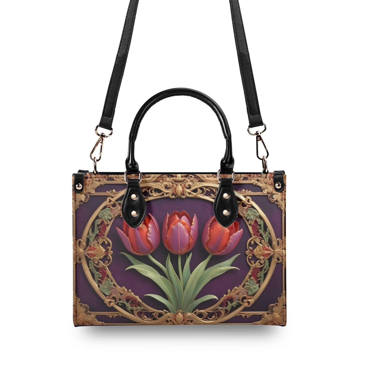 Tulips Bag Cute Crossbody Bag Unique Purse Cute Purse, Luxury Bag Vegan Leather Bags Printed Designer Bag