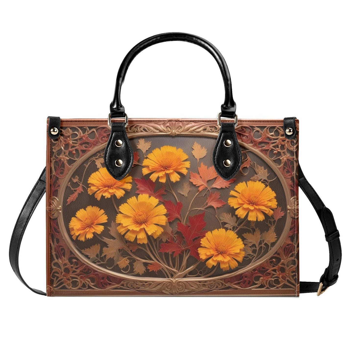 Autumn Maple Leaves Crossbody Bag - Nature-Inspired Vegan Leather Purse, Unique Gift for Women