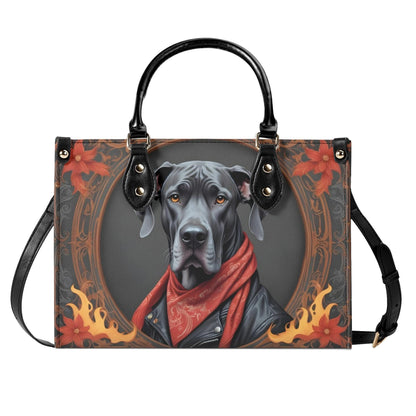 Great Dane Crossbody Bag in Leather Jacket - Stylish Vegan Leather Purse, Unique Dog Lover Gift