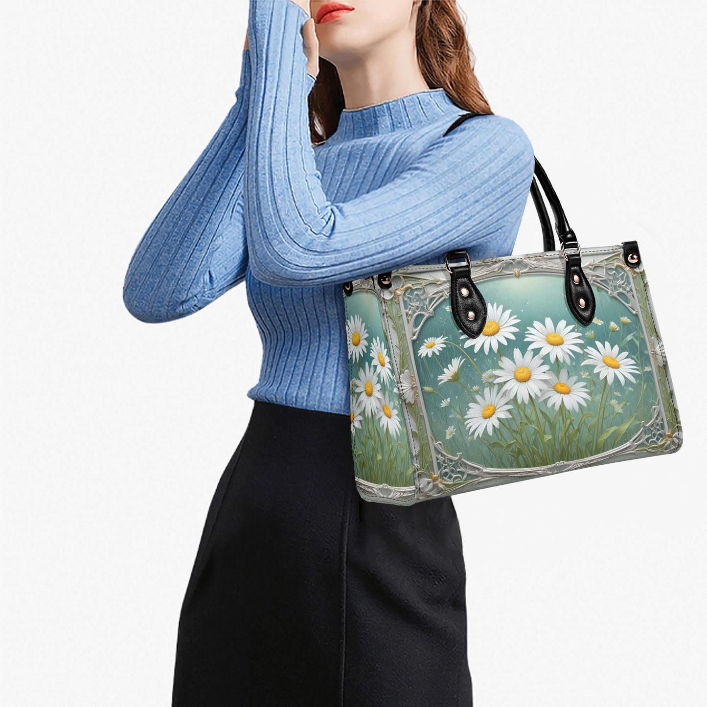 Field of Daisies Crossbody Bag - Nature-Inspired Vegan Leather Purse, Unique Gift for Women