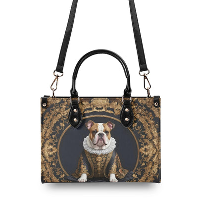 Elizabethan Bulldog Crossbody Bag - Royal Dog Portrait Vegan Leather Purse, Unique Gift for Women