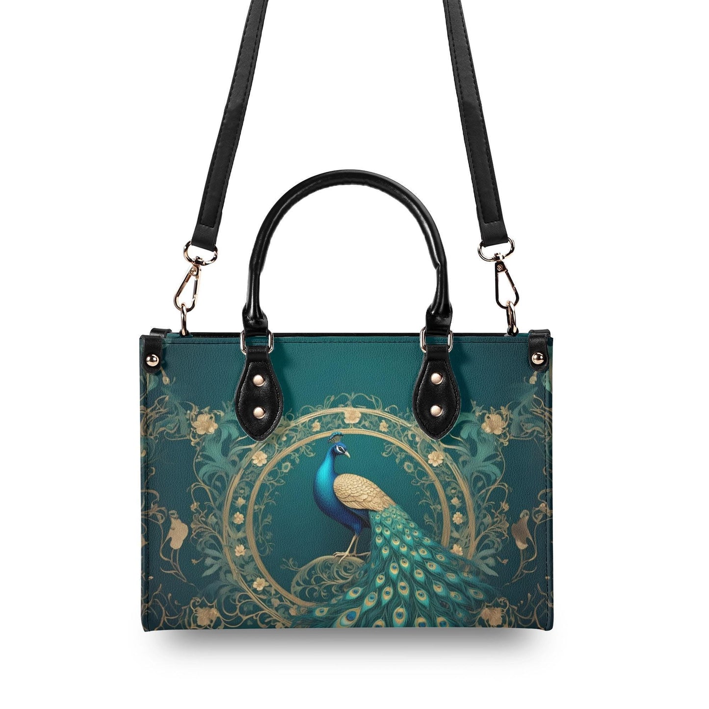 Elegant Peacock Crossbody Bag - Nature-Inspired Vegan Leather Designer Purse, Unique Gift for Women