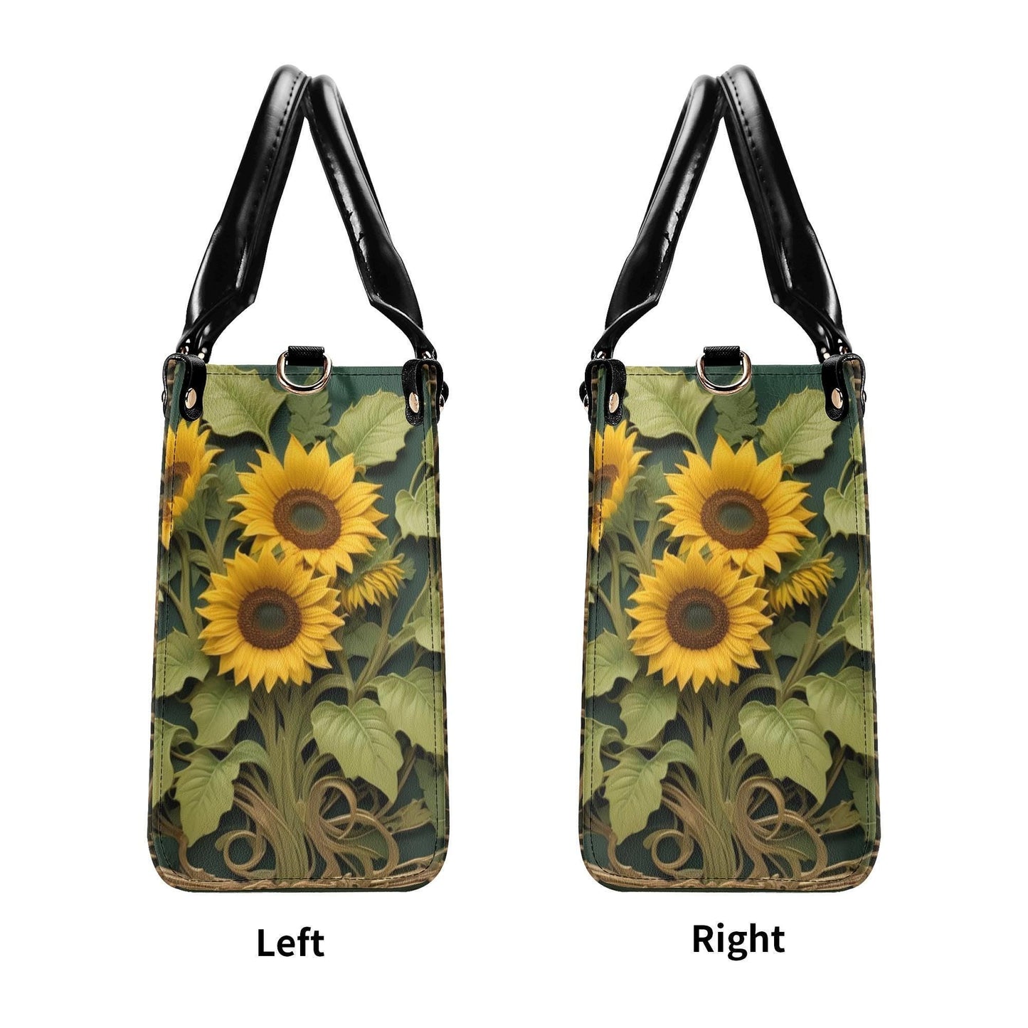 Golden Sunflowers and Ivy Bag Cute Crossbody Bag Unique Purse Cute Purse, Luxury Bag Vegan Leather Bags Printed Designer Bag