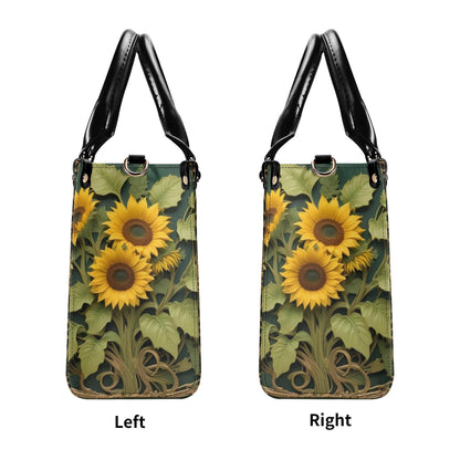 Golden Sunflowers and Ivy Bag Cute Crossbody Bag Unique Purse Cute Purse, Luxury Bag Vegan Leather Bags Printed Designer Bag
