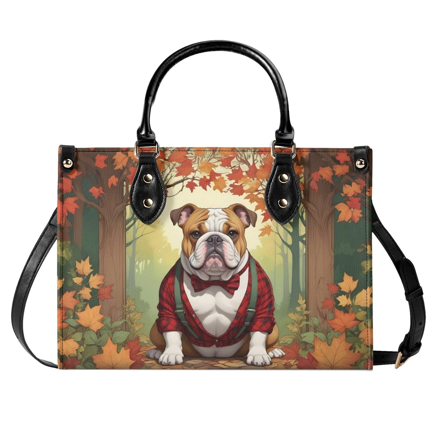 Bulldog in Flannel Shirt and Suspenders Bag Cute Crossbody Bag Unique Purse Cute Purse, Luxury Bag Vegan Leather Bags Printed Designer Bag