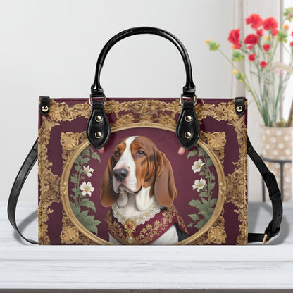 Distinguished Basset Hound Crossbody Bag - Art Nouveau Vegan Leather Purse, Unique Gift for Dog Lovers