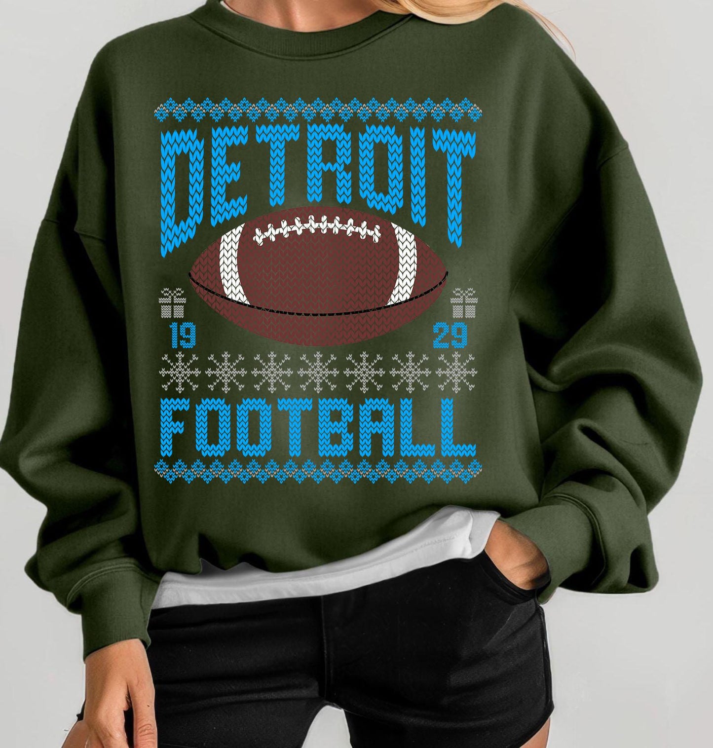 Detroit Football Christmas Sweatshirt, Detroit Football Sweatshirt, Vintage Style Detroit Football shirt, Sunday Football,Gift For Christmas
