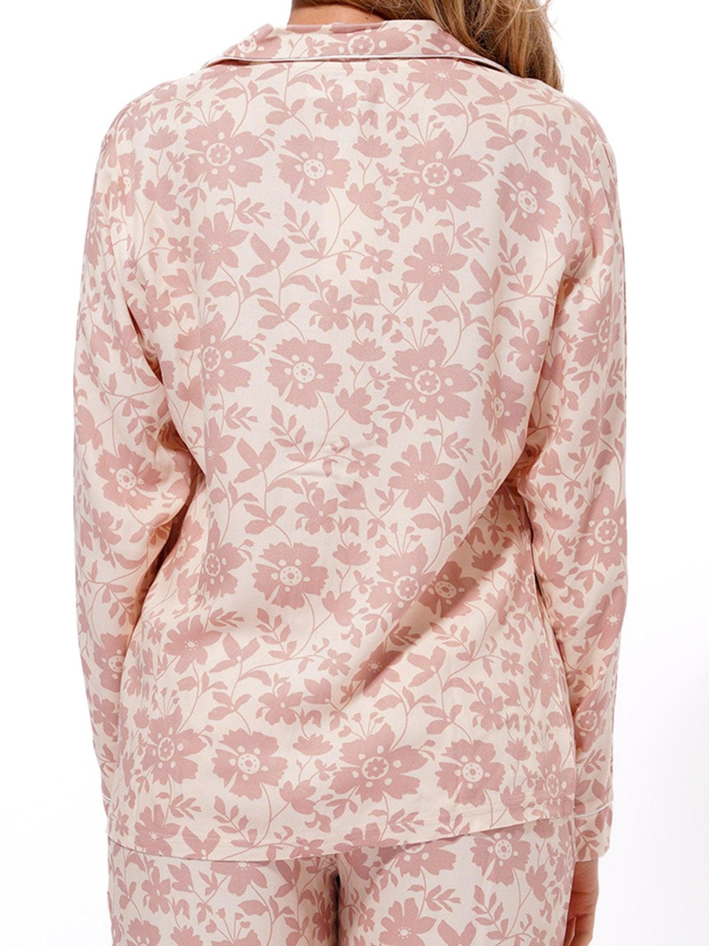 Women Warm White Floral Printed Pyjama Set | Nightwear Dress