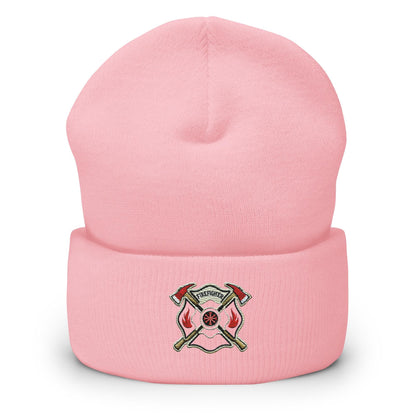 Firefighter Shield and Axe Embroidered Beanie | Winter Hat