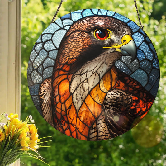 Peregrine Falcon: Stained Glass Style Window Hanging