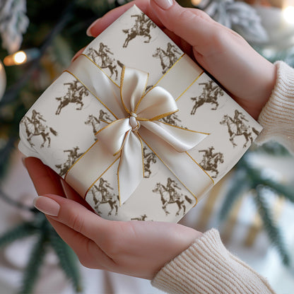 Vintage Cowboy Gift Wrap Paper: Retro Western Wrapping