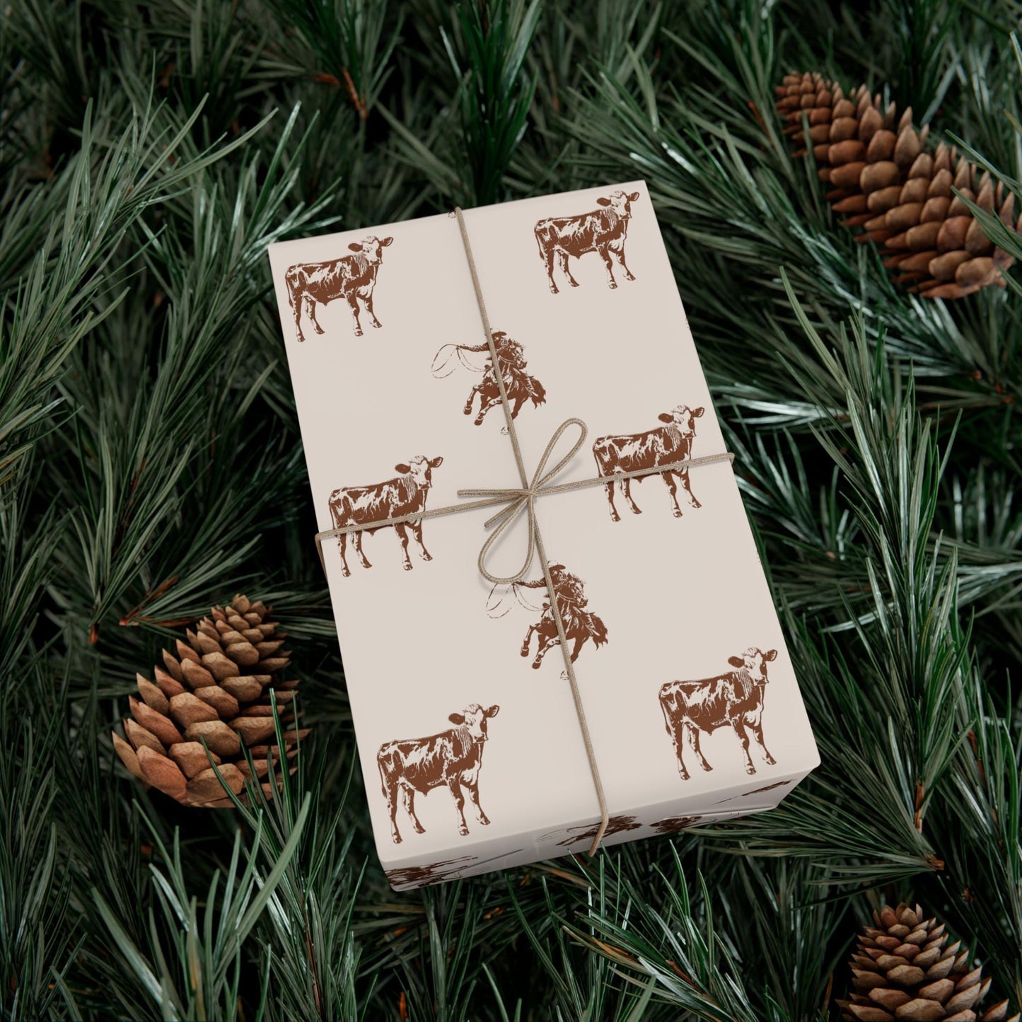 Vintage Western Gift Wrapping Paper: Cowboy & Cow Country Design
