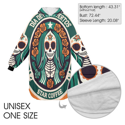 Day of the Dead Blanket Hoodie Coffee personalized blankets hoodie Chicano Día De Los Muertos Blanket day of the dead Blanket