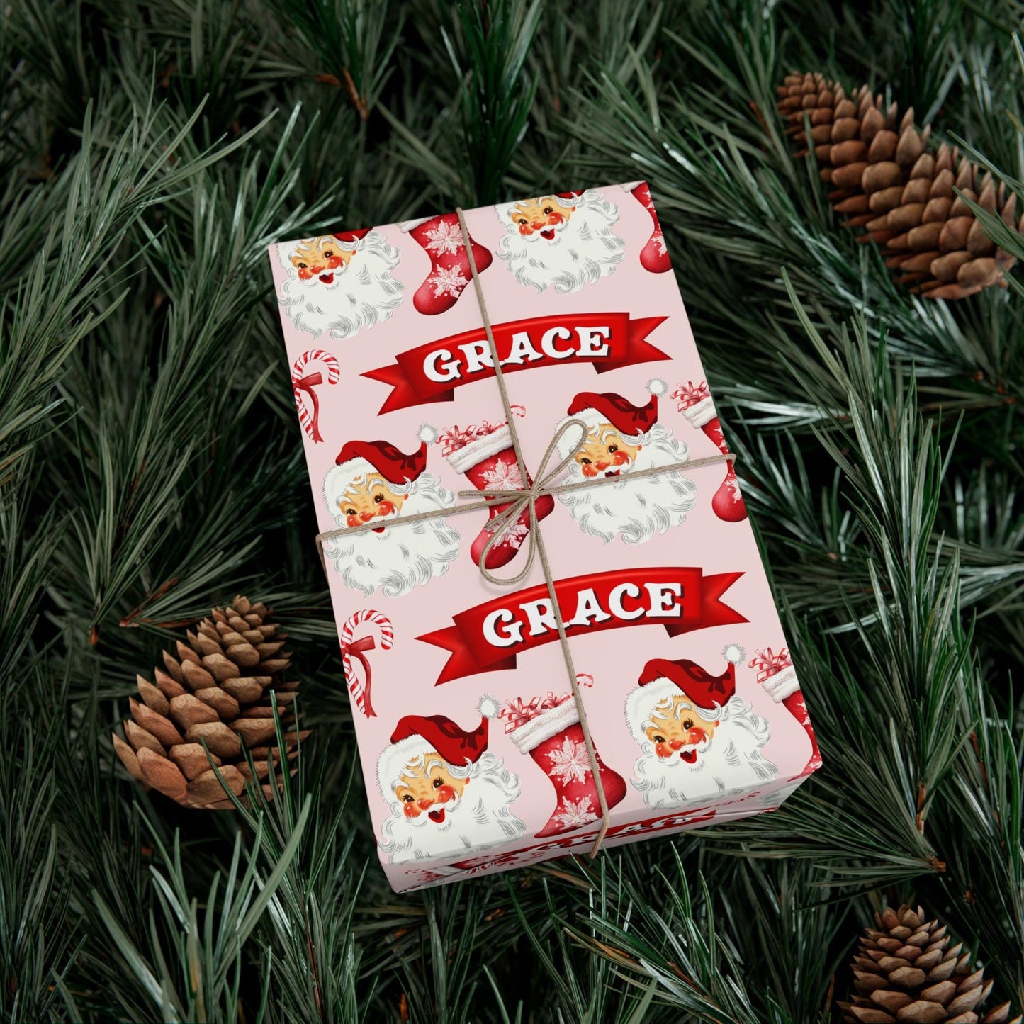 Kids Name Christmas Gift Wrapping - Childs Personalized Name  - Vintage Christmas Gift Wrapping- Kids Name Gift Wrap -Childrens Gift Idea
