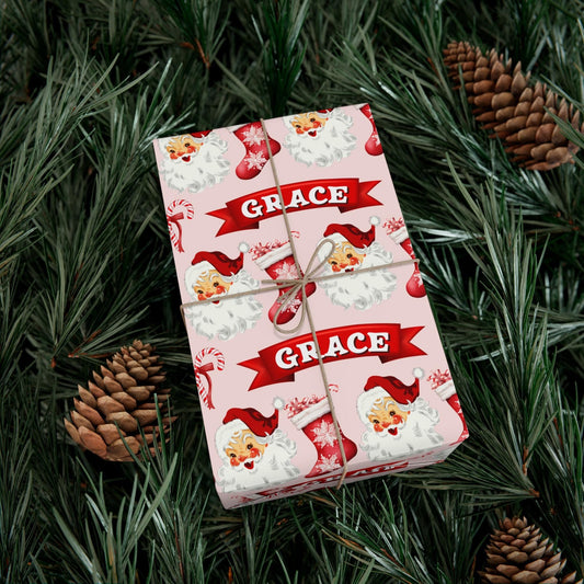 Kids Name Christmas Gift Wrapping - Childs Personalized Name  - Vintage Christmas Gift Wrapping- Kids Name Gift Wrap -Childrens Gift Idea