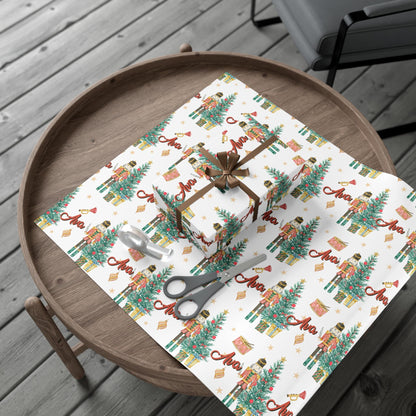 Kids Personalized Christmas Nutcracker Gift Wrapping paper - Childrens Custom Gift wrap - Classic Childs Name Gift Wrap