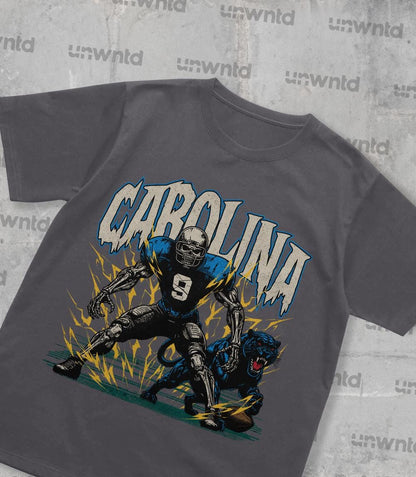 Carolina Football Shirt - Graphic Tees - Skeleton Shirt - Merch Tee - Gift Shirt - Bootleg Shirt - Skeleton Football Shirt - Panthers