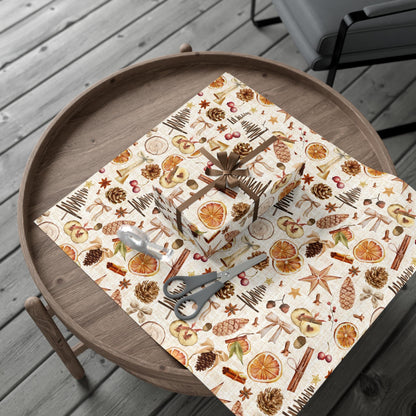 Rustic Natural Gift Wrapping Paper - Christmas Oranges & Burlap Gift Wrap - Boho Gift Wrap