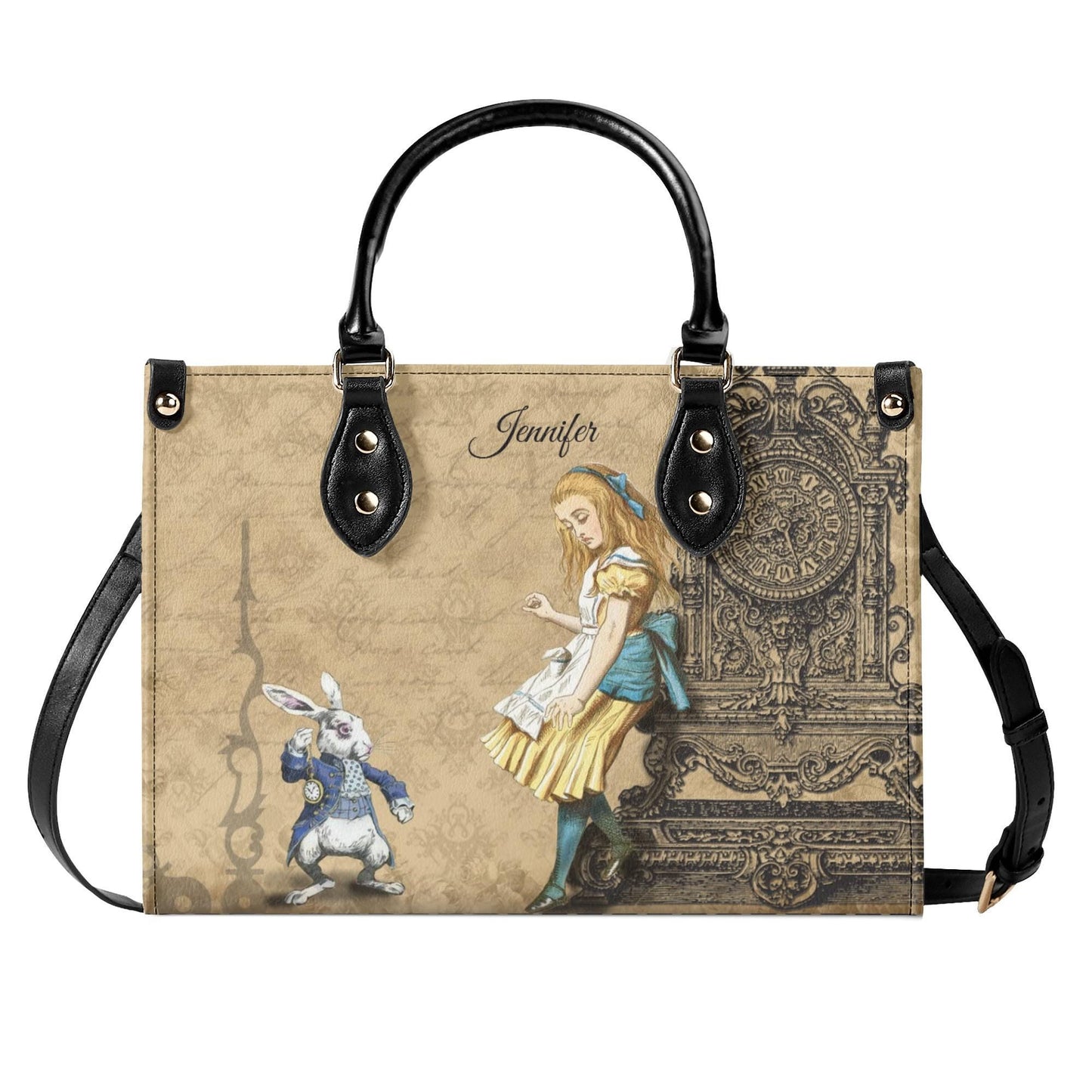 Custom Alice In Wonderland Leather Handbag