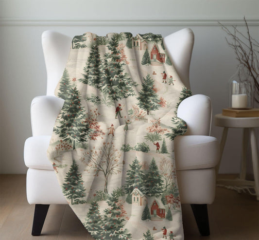 Christmas Blanket Christmas Village Home Decor Nostalgic Snowy Winter Trees Fleece Throw Christmas Gift Ideas Family Friends Host Coworkers