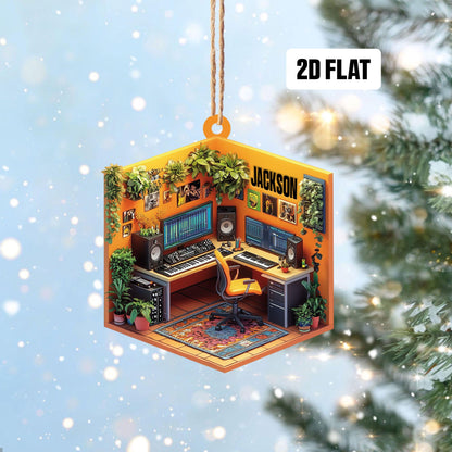 Personalized Music Room 2D Flat Ornament, Custom Christmas Ornament, Music Room Ornament, Music Studio Ornament, Musician Christmas Gift