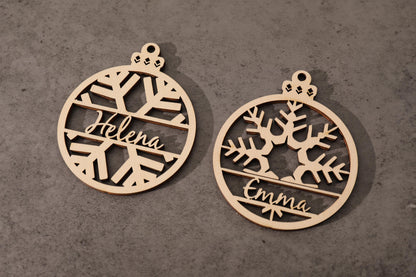 Personalized Wooden Ornament, Xmas Gift, Holiday Ornament, Laser Cut Ornament, Engraved Gift, Christmas Tree Decor, Rustic Decor, Wood Gift