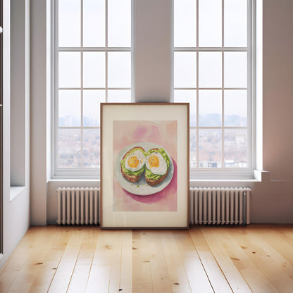 Avocado Toast Oil Painting Art Print: Quirky Kitchen Decor