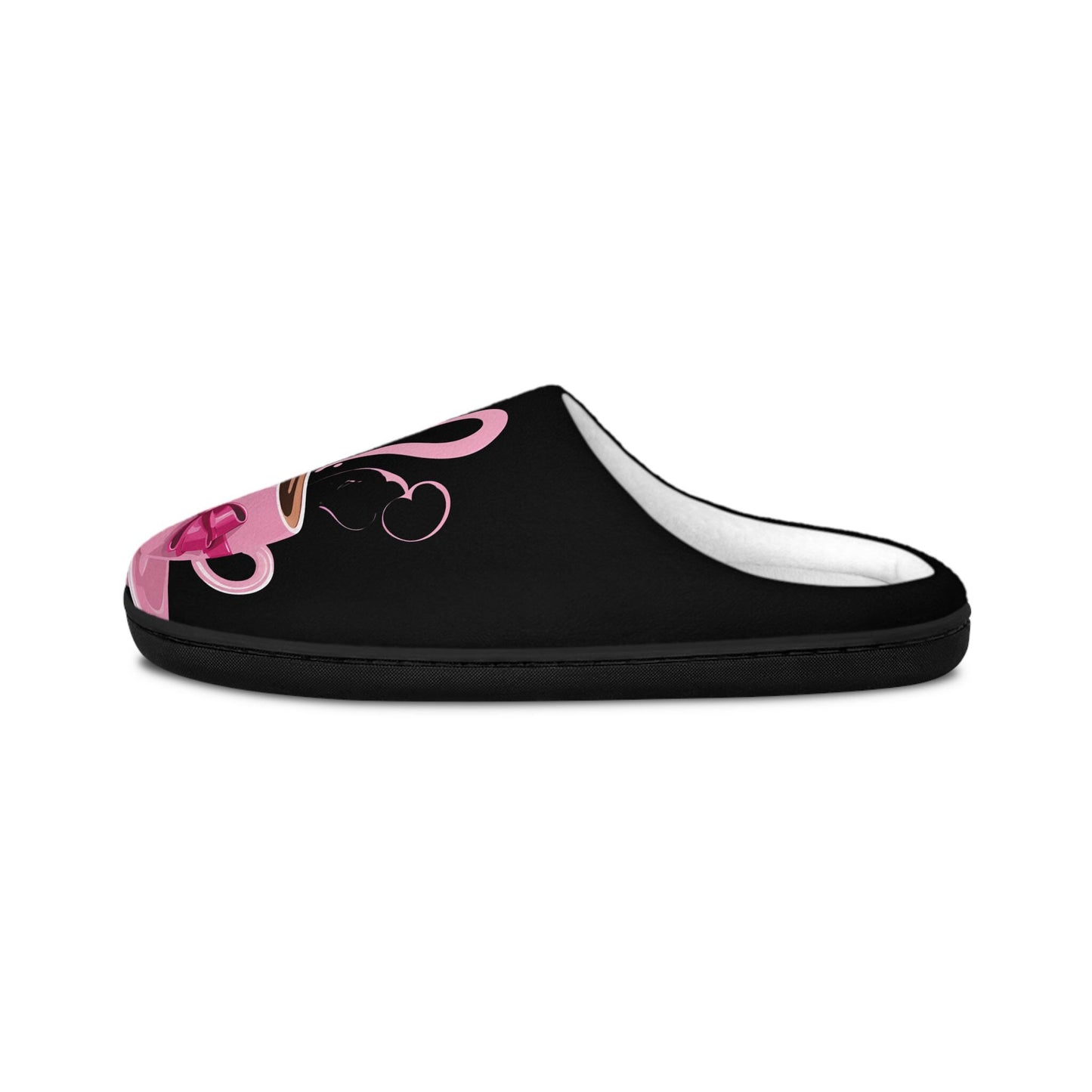 Coquette Women Slippers Black Pink Coffee Cup with Pink Bow Ribbon and Heart Women's Slipper Gift House Shoes Cozy Slip-ons Bedroom Slides