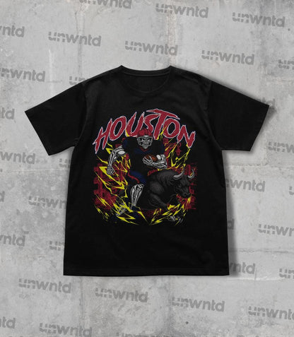 Houston Football Shirt - Graphic Tees - Skeleton Shirt - Merch Tee - Gift Shirt - Bootleg Shirt - Skeleton Football Shirt - Texans