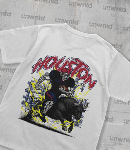 Houston Football Shirt - Graphic Tees - Skeleton Shirt - Merch Tee - Gift Shirt - Bootleg Shirt - Skeleton Football Shirt - Texans