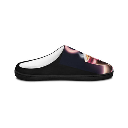 Blackand Pink Slippers Cute PinkBow Mini Coffee Cup Women's Indoor Shoes, Cozy House Footwear, Warm House Slides, Soft Bedroom Slippers