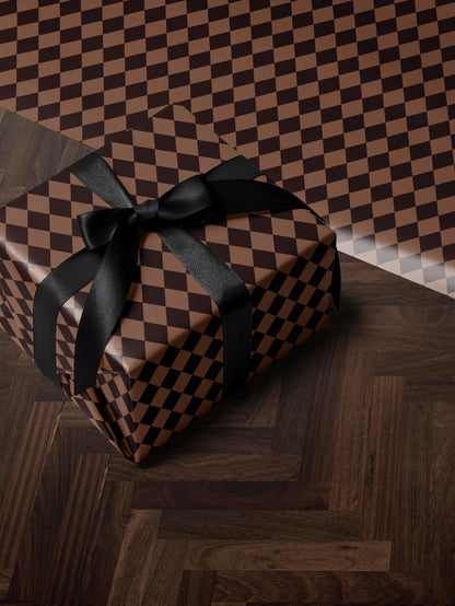 Brown Harlequin Gift Wrap Classy Wrapping Paper Birthday Traditional Gift Wrap Vintage Wrapping Paper Holiday Gift Wrap for Him Gift Brother