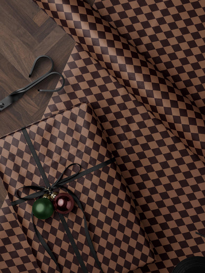 Brown Harlequin Gift Wrap Classy Wrapping Paper Birthday Traditional Gift Wrap Vintage Wrapping Paper Holiday Gift Wrap for Him Gift Brother