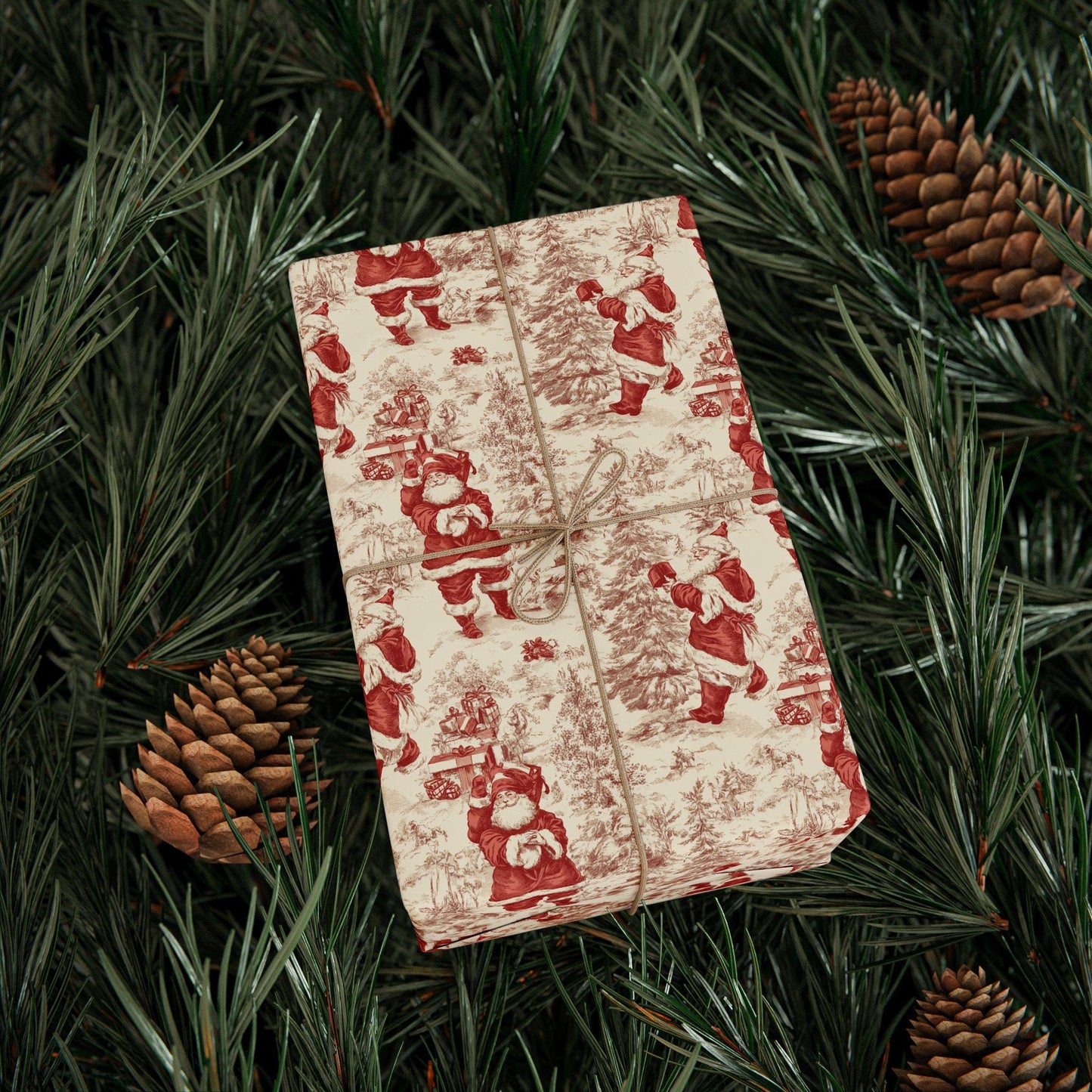 Vintage Santa Christmas Toile Gift Wrap Holiday Gift Wrapping Paper Victorian Christmas Gift Wrap Xmas Christmas Vintage Wrapping