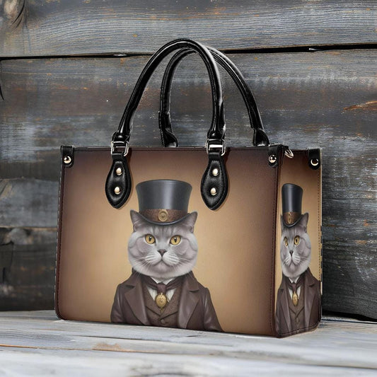 Victorian Gentleman Cat Crossbody Bag - Luxury Vegan Leather Purse, Unique Gift for Cat Lovers