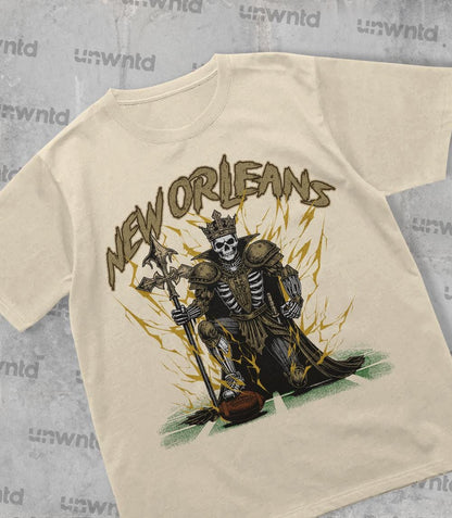 New Orleans Football Shirt - Graphic Tees - Skeleton Shirt - Merch Tee - Gift Shirt - Bootleg Shirt - Skeleton Football Shirt - Saints