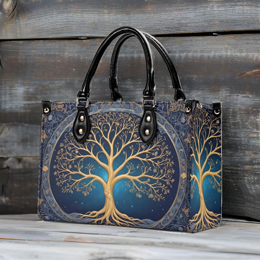 Cosmic Tree of Life Crossbody Bag - Mystical Art Nouveau Vegan Leather Purse, Unique Gift for Women