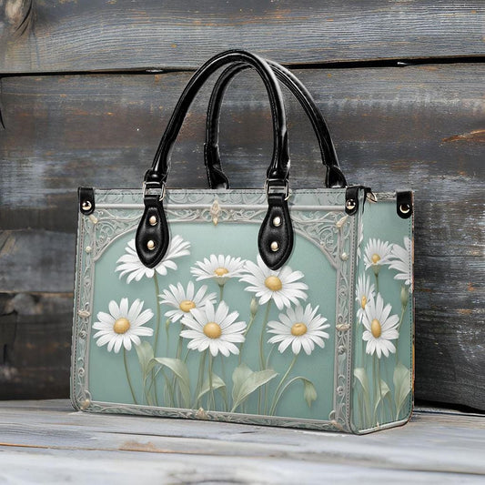 Daisies Crossbody Bag - Floral Vegan Leather Designer Purse, Unique Gift for Women