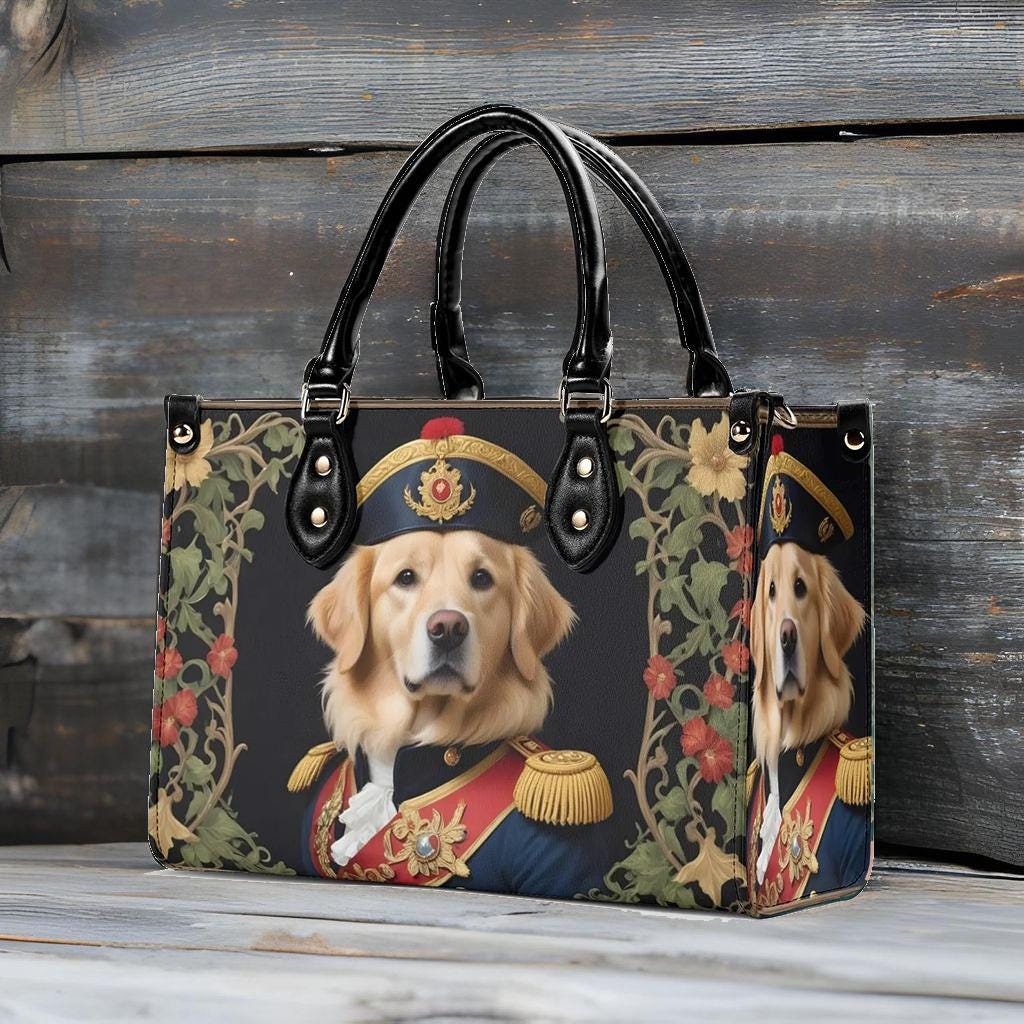 Golden Retriever Napoleon Crossbody Bag - Royal Vegan Leather Purse, Unique Gift for Dog Lovers