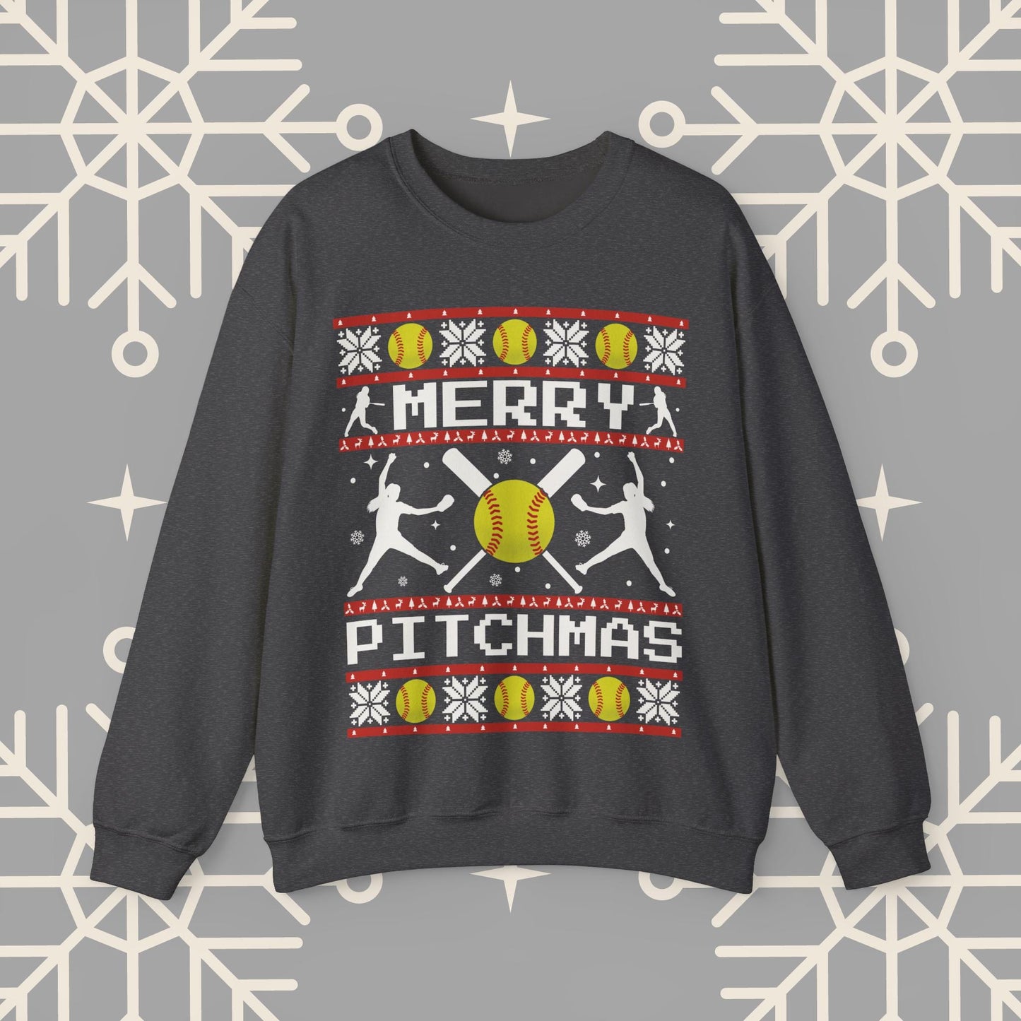 Softball Christmas Sweatshirt, Merry Pitchmas Ugly Christmas , Funny Xmas Jumper, Gift for Softball Player