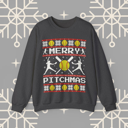 Softball Christmas Sweatshirt, Merry Pitchmas Ugly Christmas , Funny Xmas Jumper, Gift for Softball Player