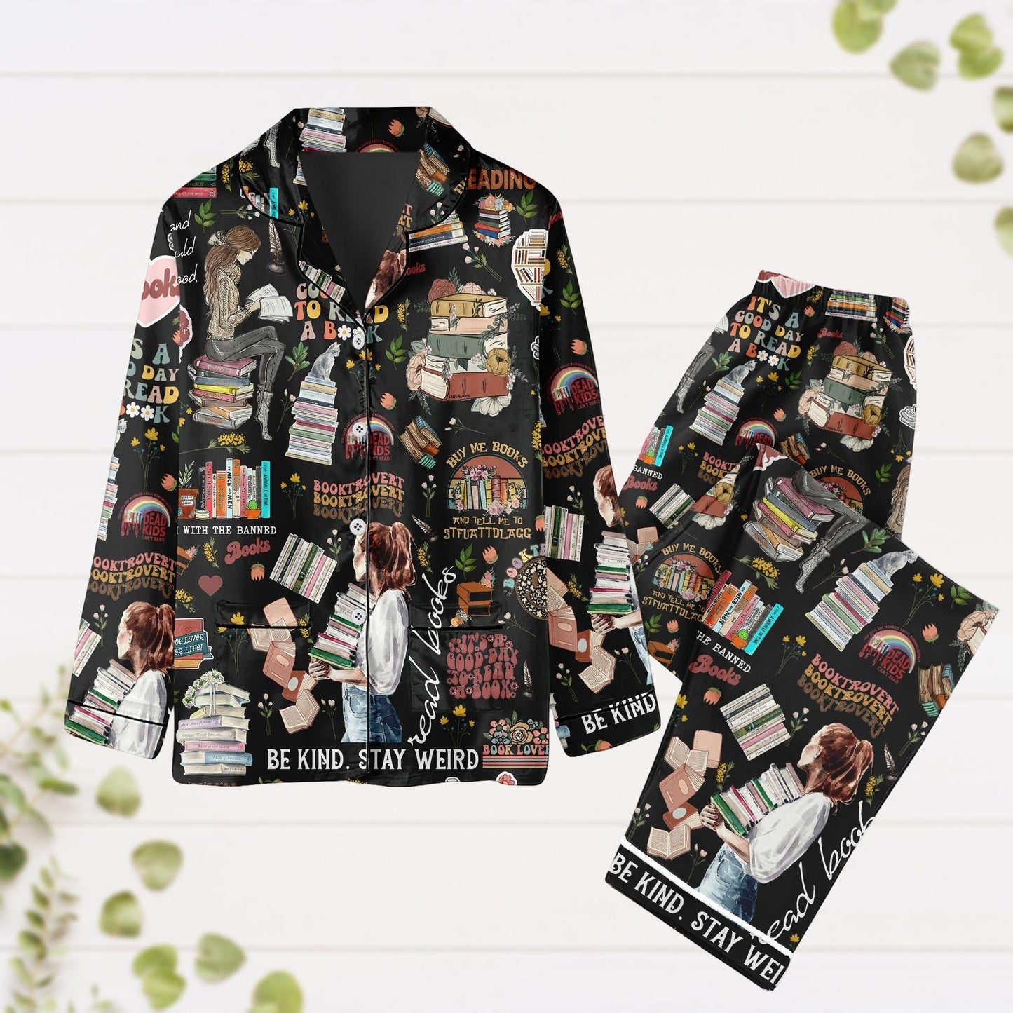 Books Pajamas Set, Reading Pajamas, Pajamas For Readers, Bookish Pajama Gift, Bookworm Pajama Outfit, Womens Kids Pjs, Gift For Her