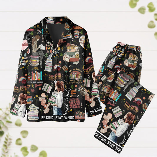 Books Pajamas Set, Reading Pajamas, Pajamas For Readers, Bookish Pajama Gift, Bookworm Pajama Outfit, Womens Kids Pjs, Gift For Her